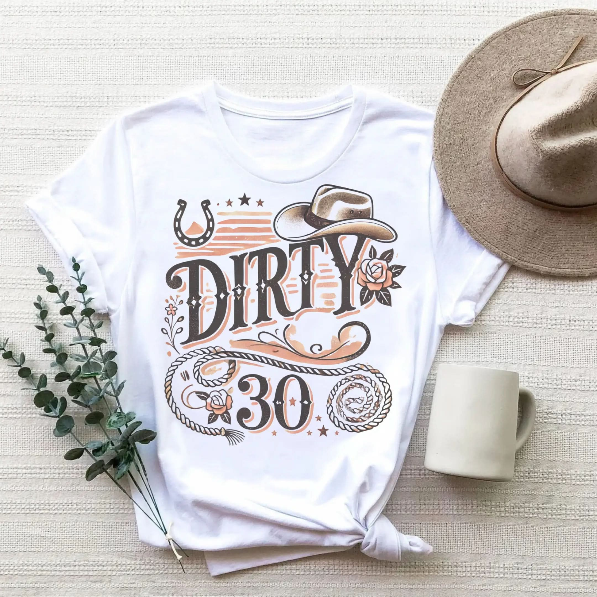 Dirty 30 Unisex Garment-Dyed T-Shirt - Fun Birthday Celebration Tee Printify