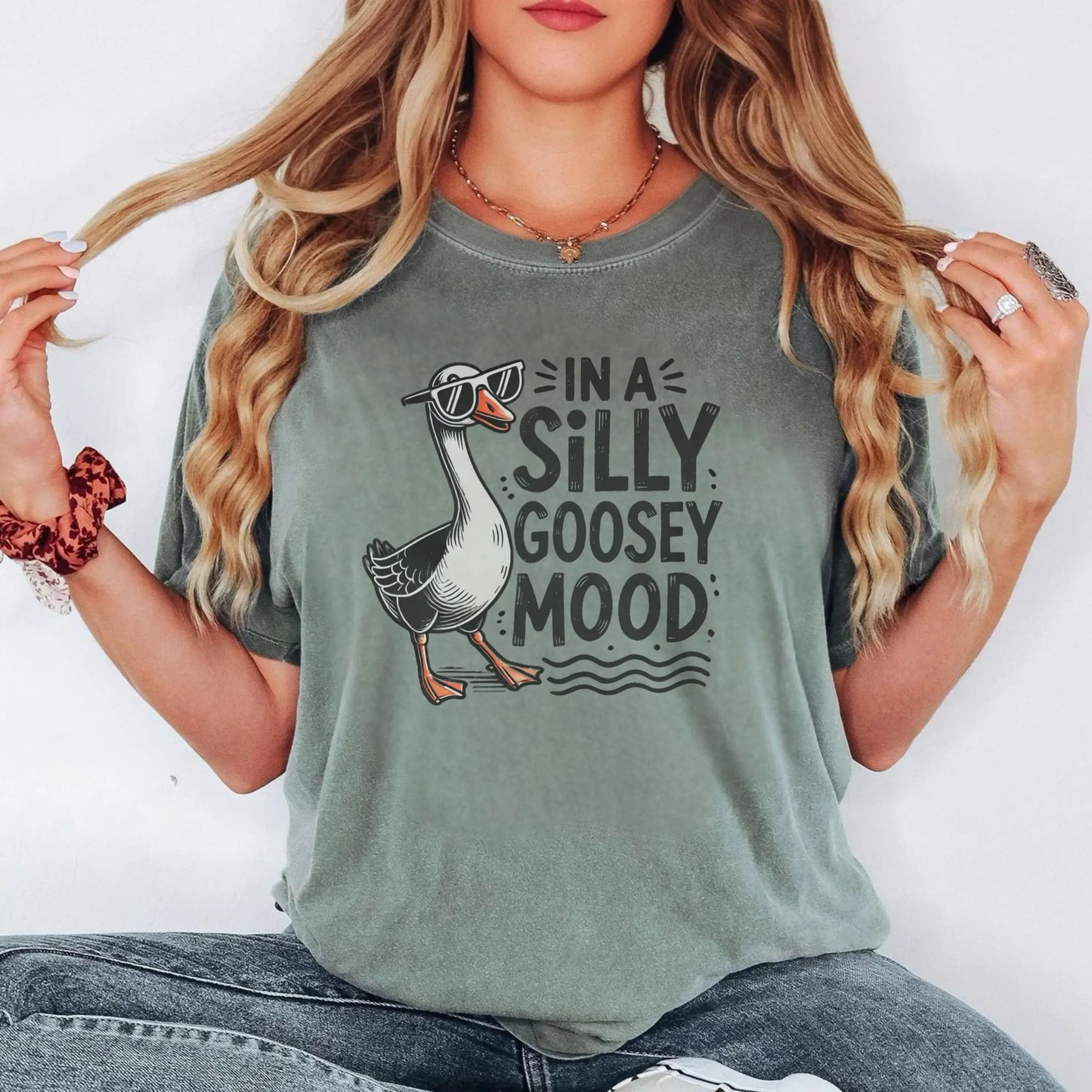 Silly Goose Mood T-Shirt - Unisex Garment-Dyed Tee Printify