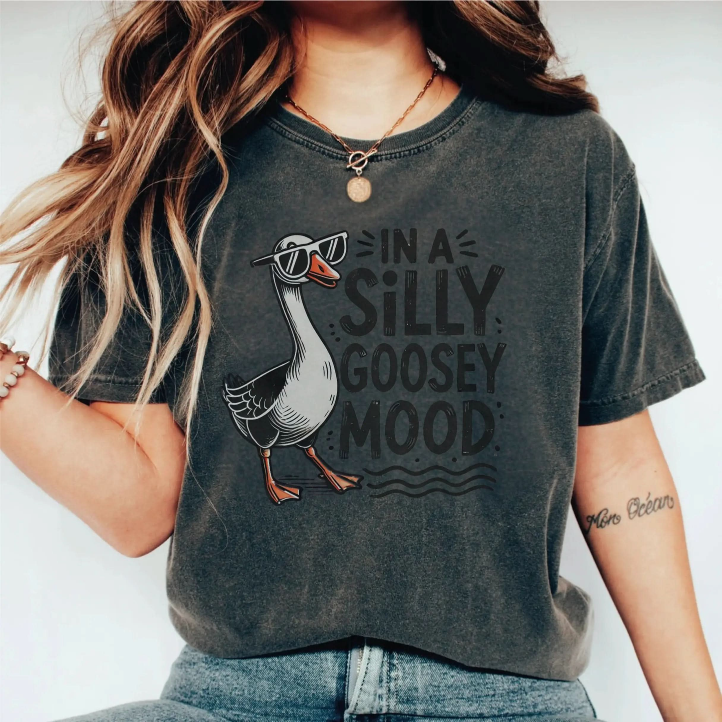 Silly Goose Mood T-Shirt - Unisex Garment-Dyed Tee Printify