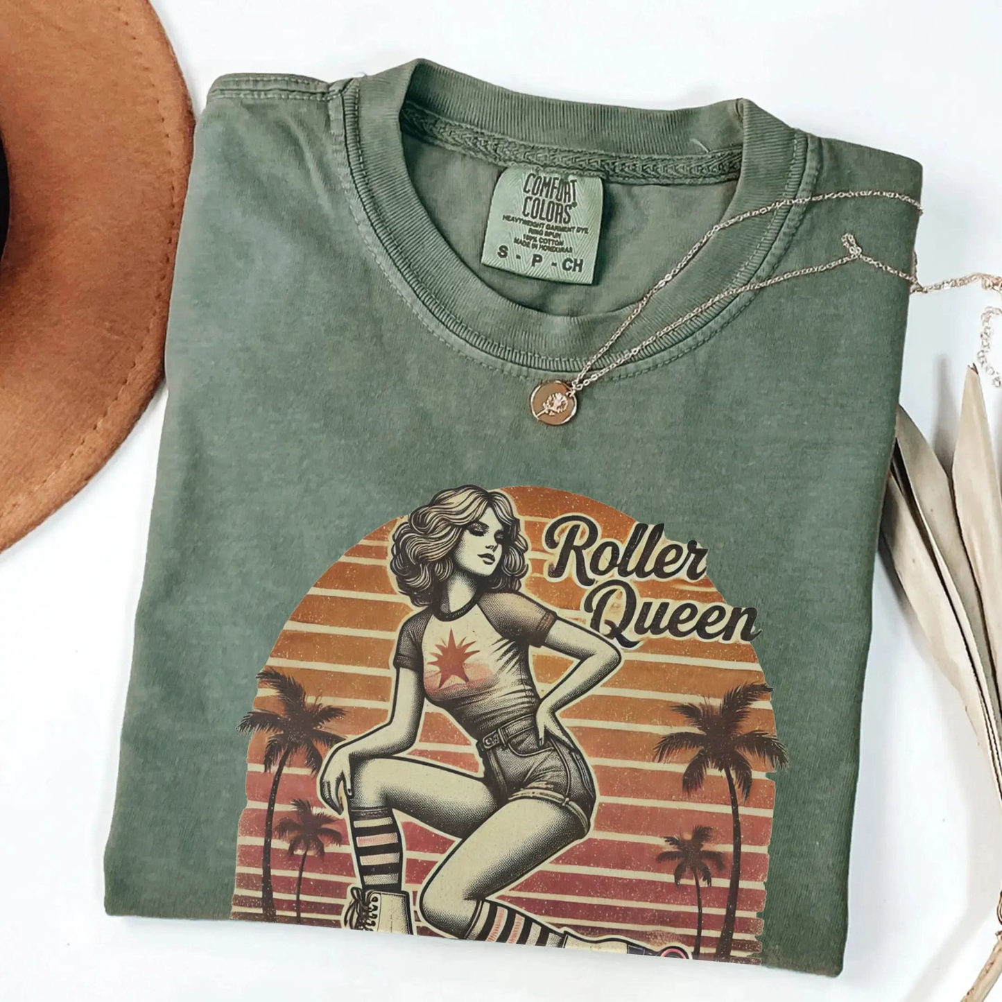 Roller Skating Girl Shirt- Retro Roller Queen Vintage T-Shirt Botanica Print Haus