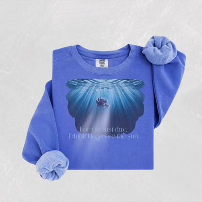 Angler Fish Sweatshirt "For my last day, I think I'll go see the sun" Botanica Print Haus