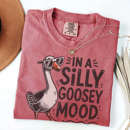 Silly Goose Mood T-Shirt - Unisex Garment-Dyed Tee Printify