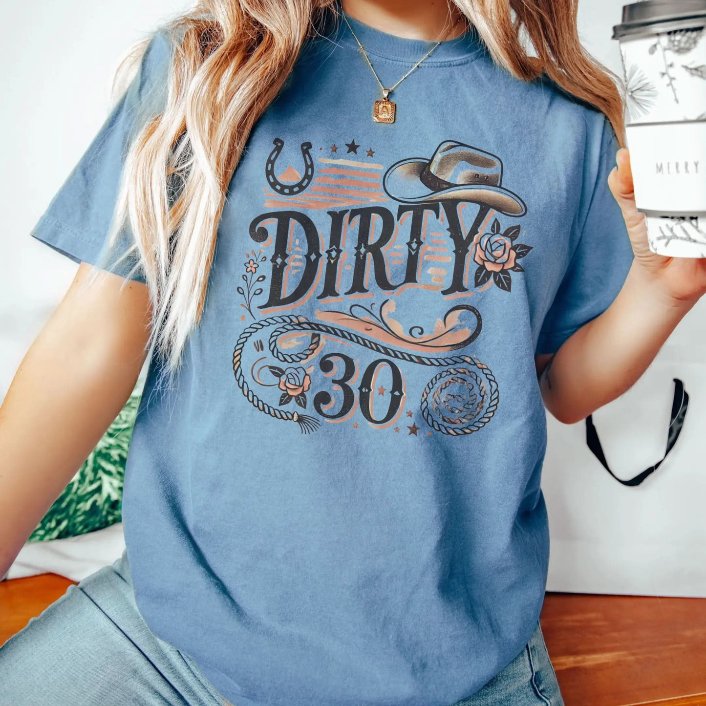 Dirty 30 Unisex Garment-Dyed T-Shirt - Fun Birthday Celebration Tee Printify