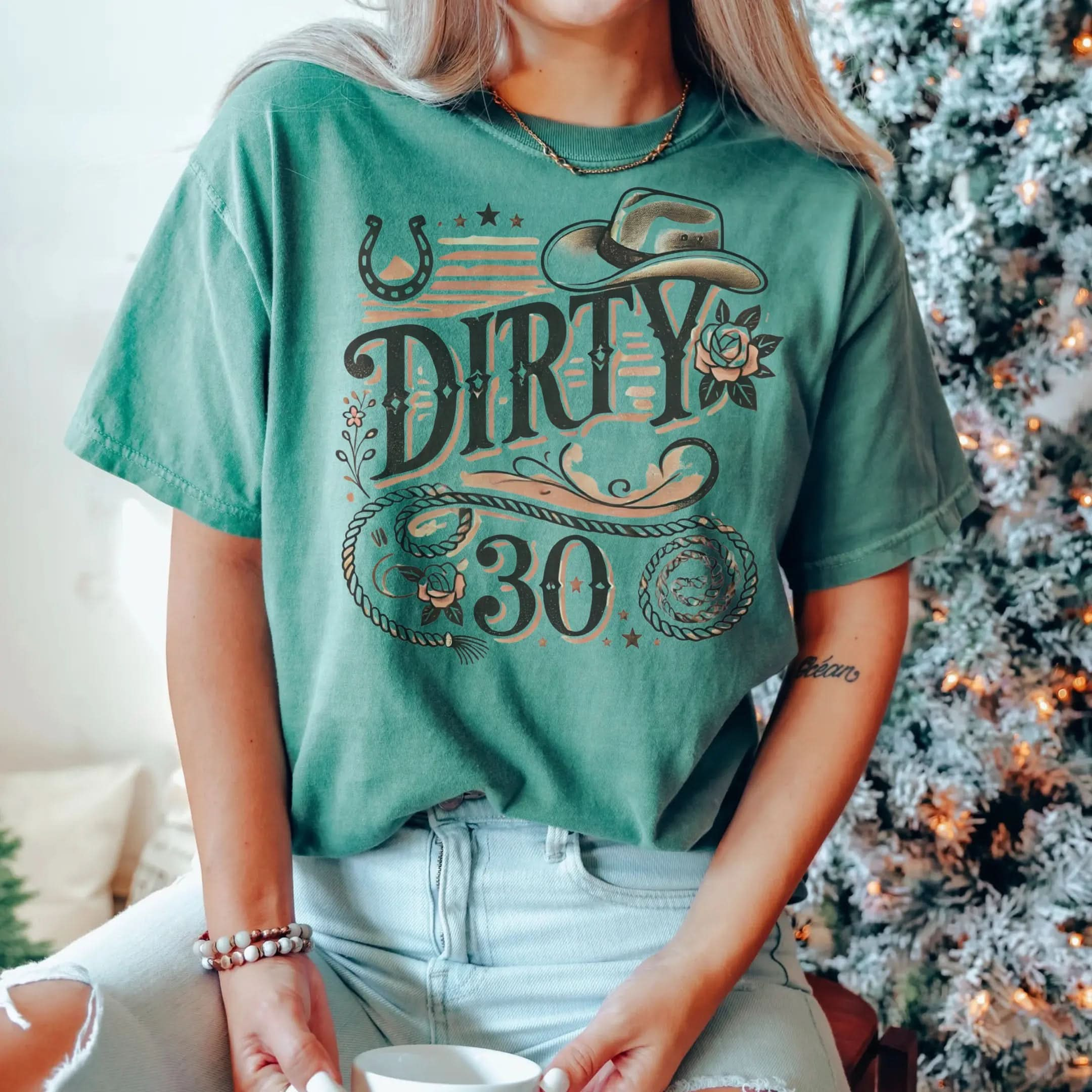 Dirty 30 Unisex Garment-Dyed T-Shirt - Fun Birthday Celebration Tee Printify