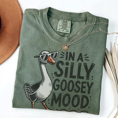 Silly Goose Mood T-Shirt - Unisex Garment-Dyed Tee Printify