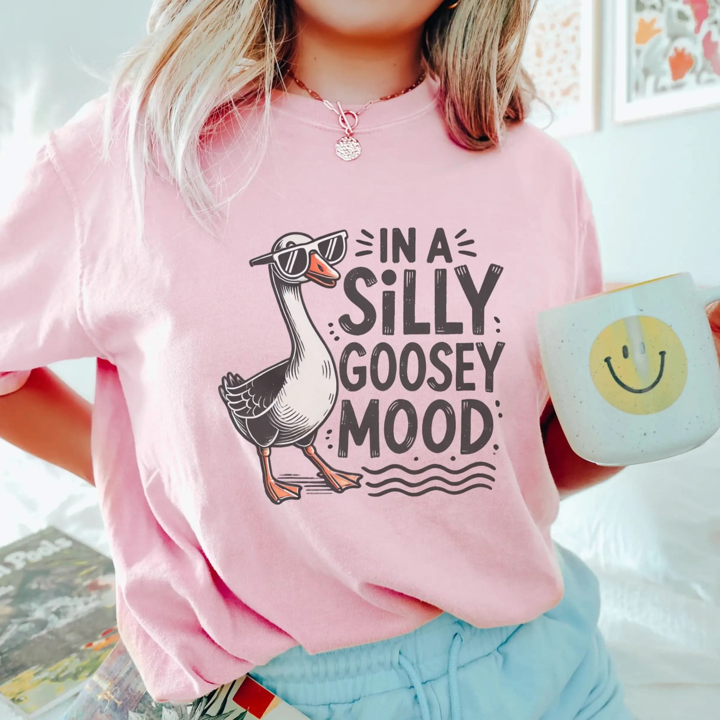 Silly Goose Mood T-Shirt - Unisex Garment-Dyed Tee Printify