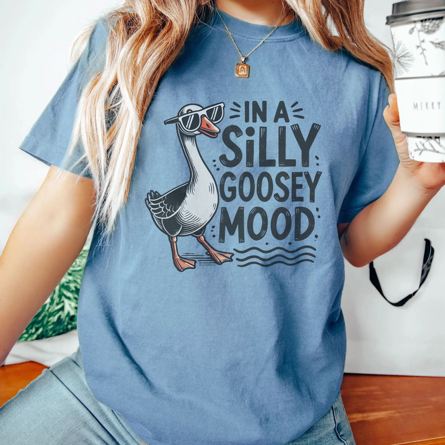 Silly Goose Mood T-Shirt - Unisex Garment-Dyed Tee Printify