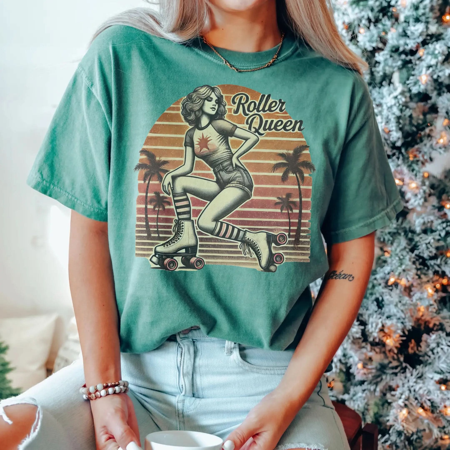 Roller Skating Girl Shirt- Retro Roller Queen Vintage T-Shirt Botanica Print Haus