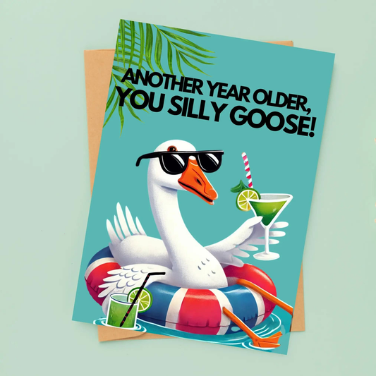 One Silly Goose Birthday Card – Personalized Funny Greeting Card Printify