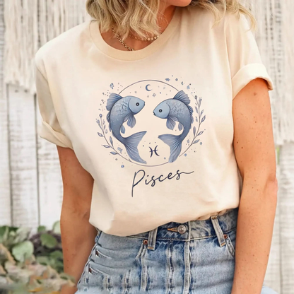 Astrology Tee for Pisces Botanica Print Haus