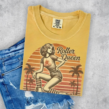 Roller Skating Girl Shirt- Retro Roller Queen Vintage T-Shirt Botanica Print Haus