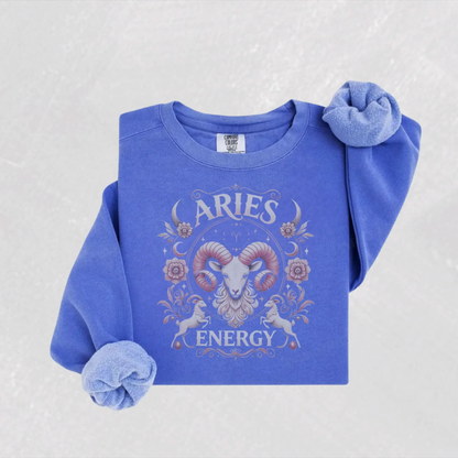 Aries Energy Sweatshirt - Unisex Aries Sweater Botanica Print Haus