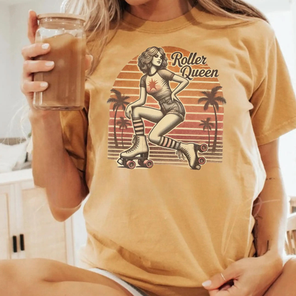 Roller Skating Girl Shirt- Retro Roller Queen Vintage T-Shirt Botanica Print Haus