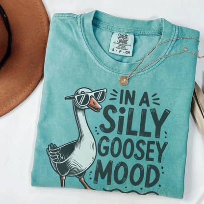 Silly Goose Mood T-Shirt - Unisex Garment-Dyed Tee Printify