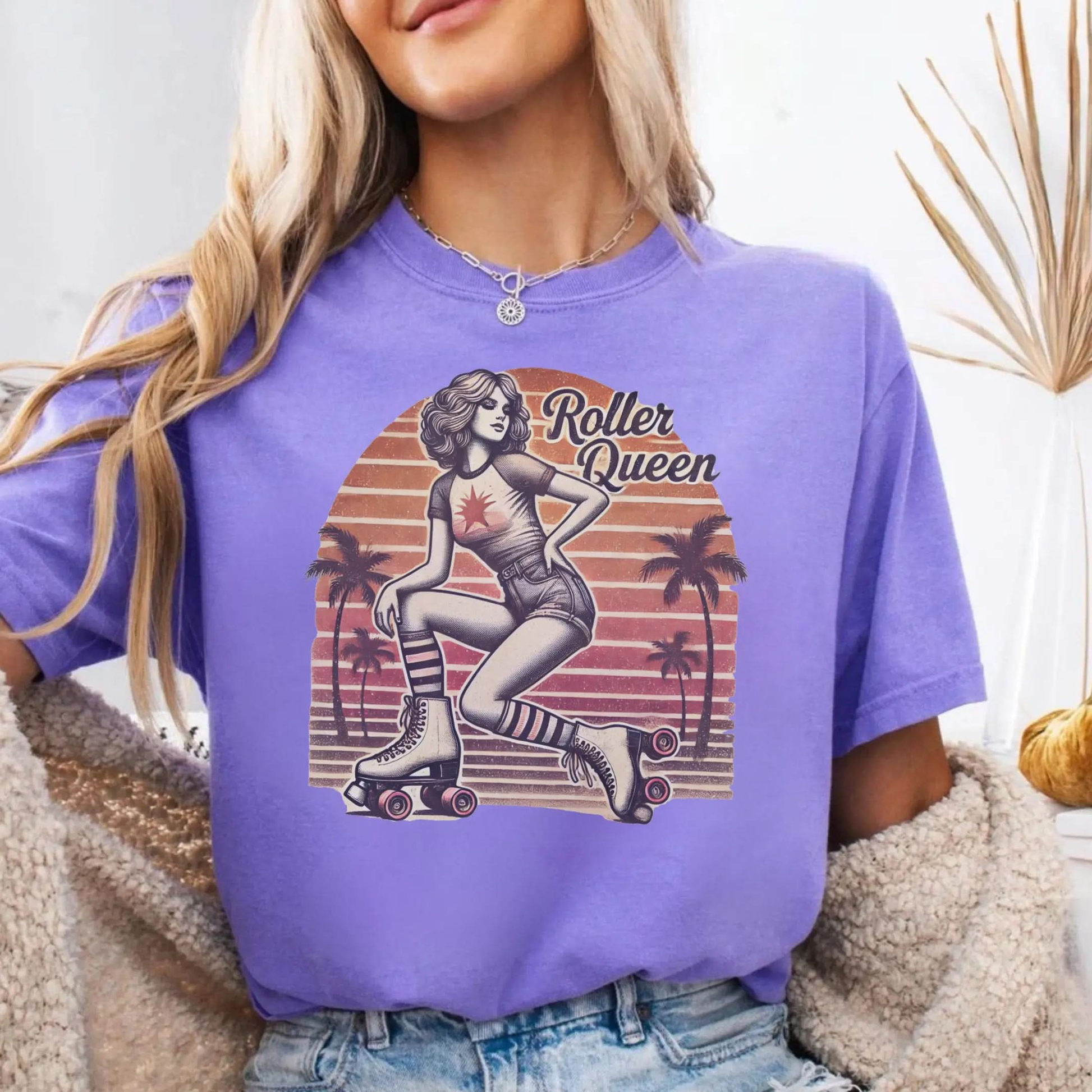 Roller Skating Girl Shirt- Retro Roller Queen Vintage T-Shirt Botanica Print Haus