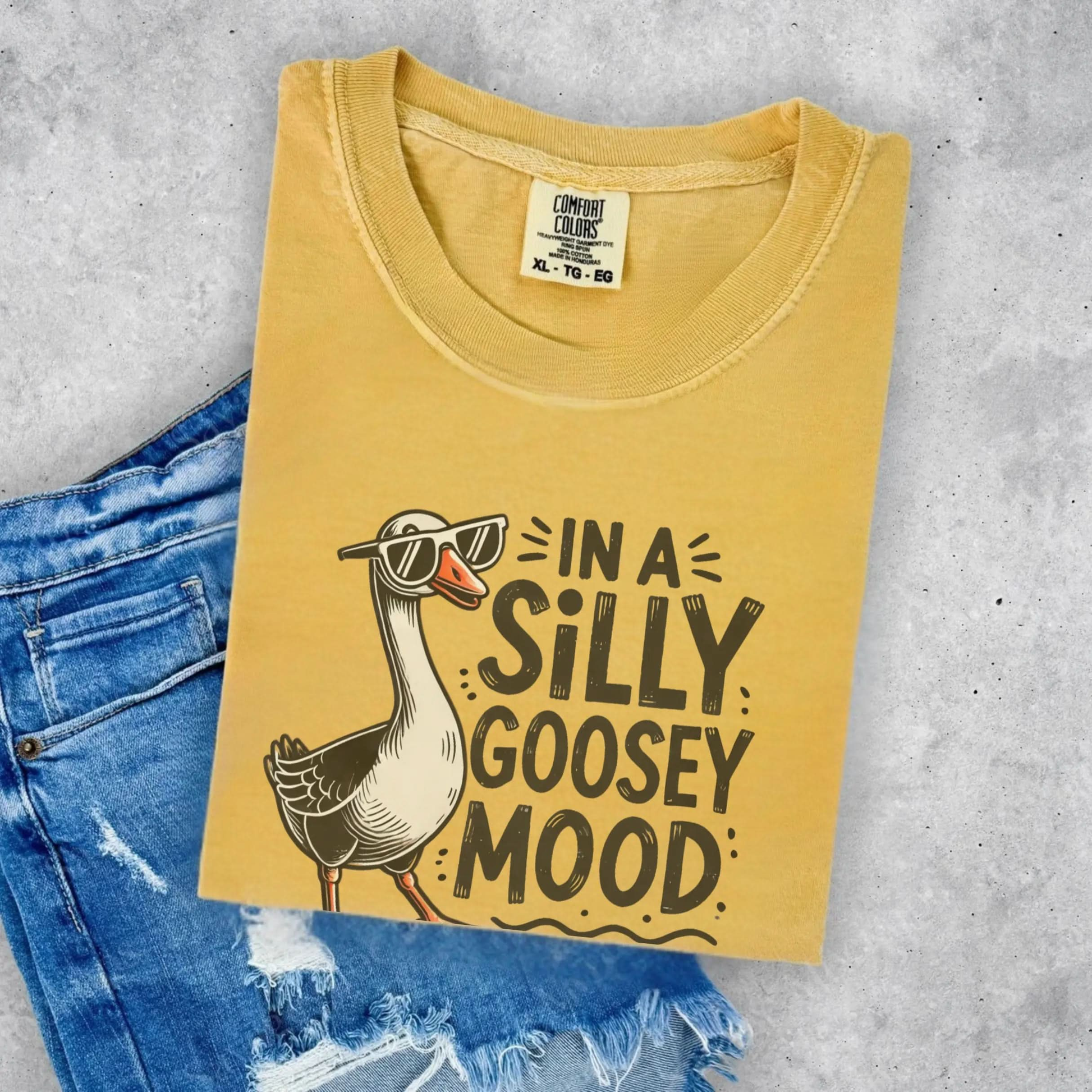 Silly Goose Mood T-Shirt - Unisex Garment-Dyed Tee Printify