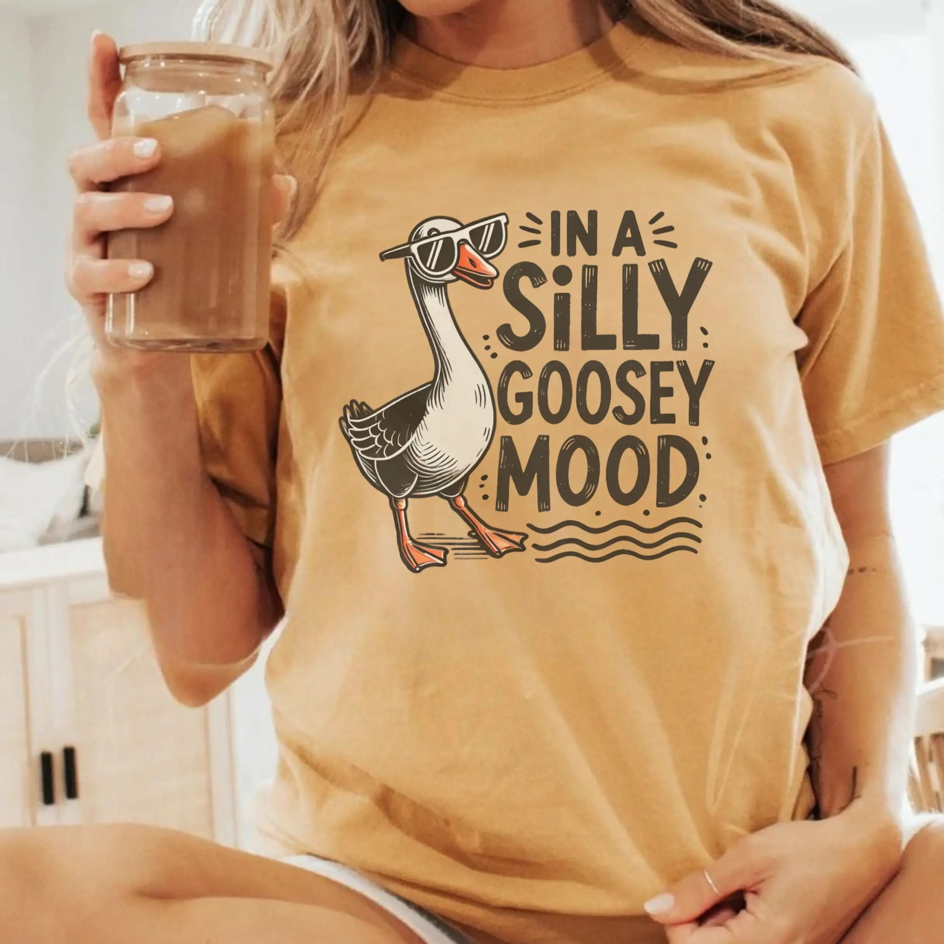 Silly Goose Mood T-Shirt - Unisex Garment-Dyed Tee Printify