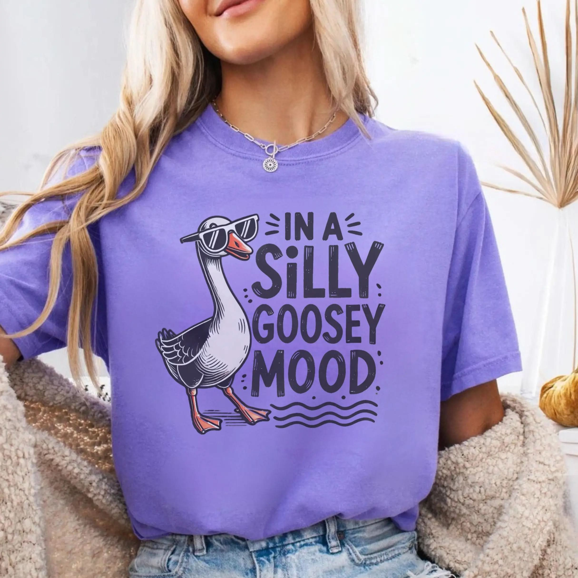 Silly Goose Mood T-Shirt - Unisex Garment-Dyed Tee Printify