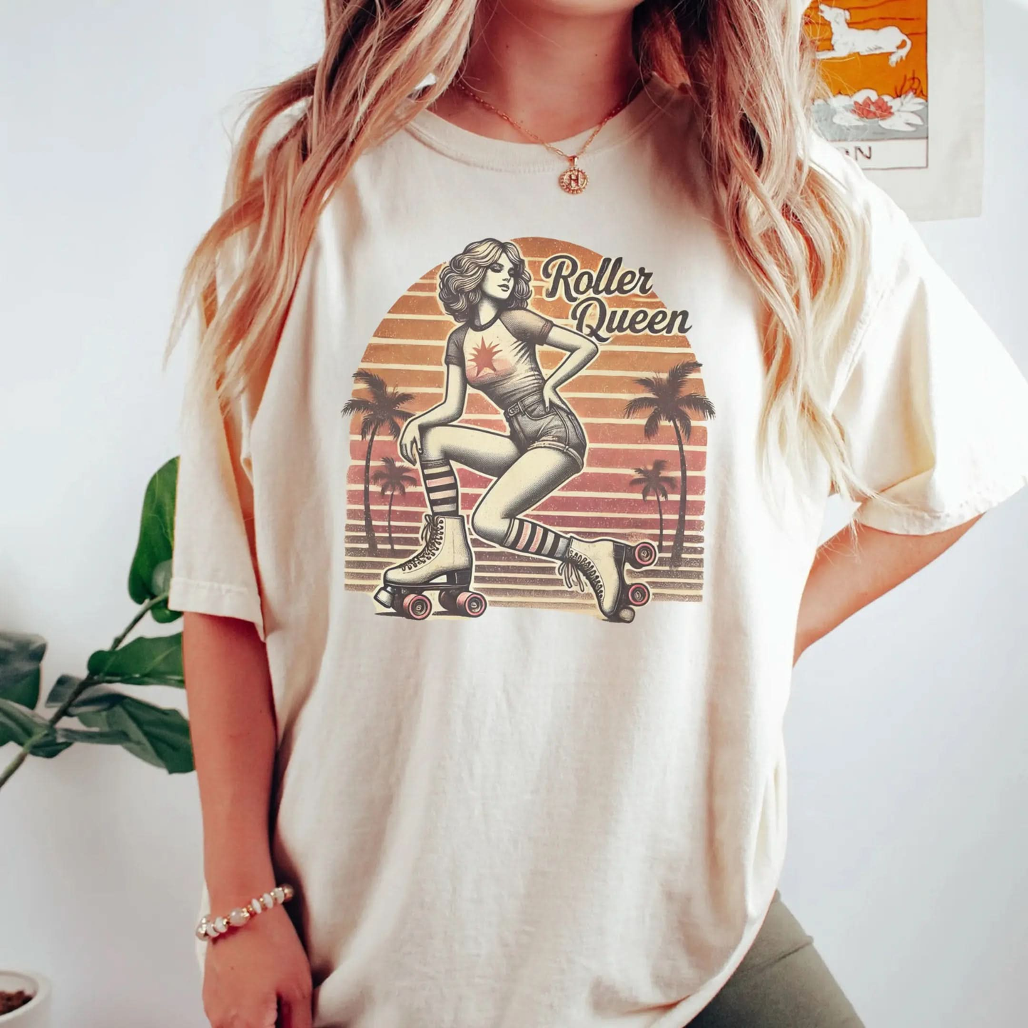 Roller Skating Girl Shirt- Retro Roller Queen Vintage T-Shirt Botanica Print Haus