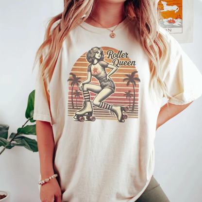 Roller Skating Girl Shirt- Retro Roller Queen Vintage T-Shirt Botanica Print Haus