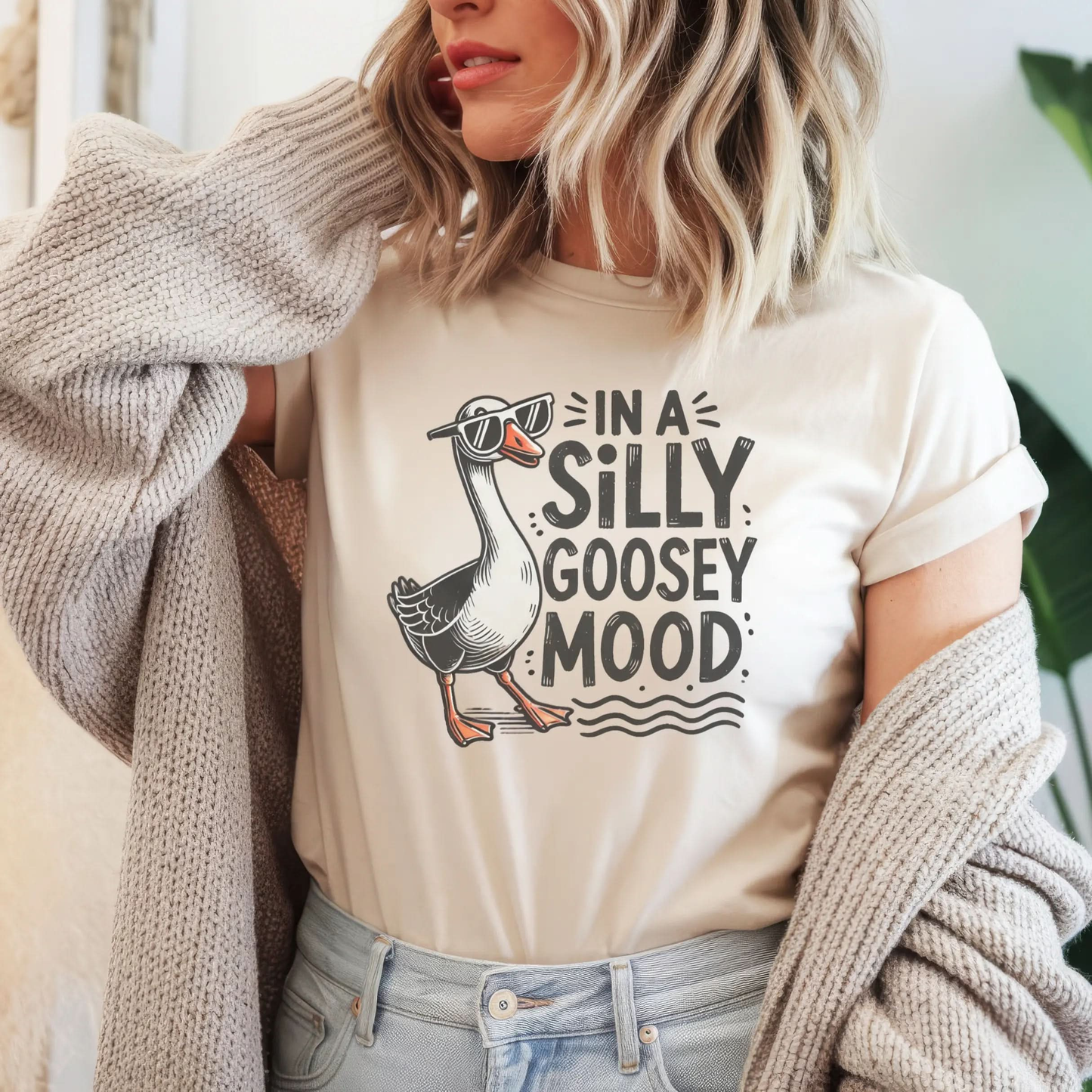 Silly Goose Mood T-Shirt - Unisex Garment-Dyed Tee Printify