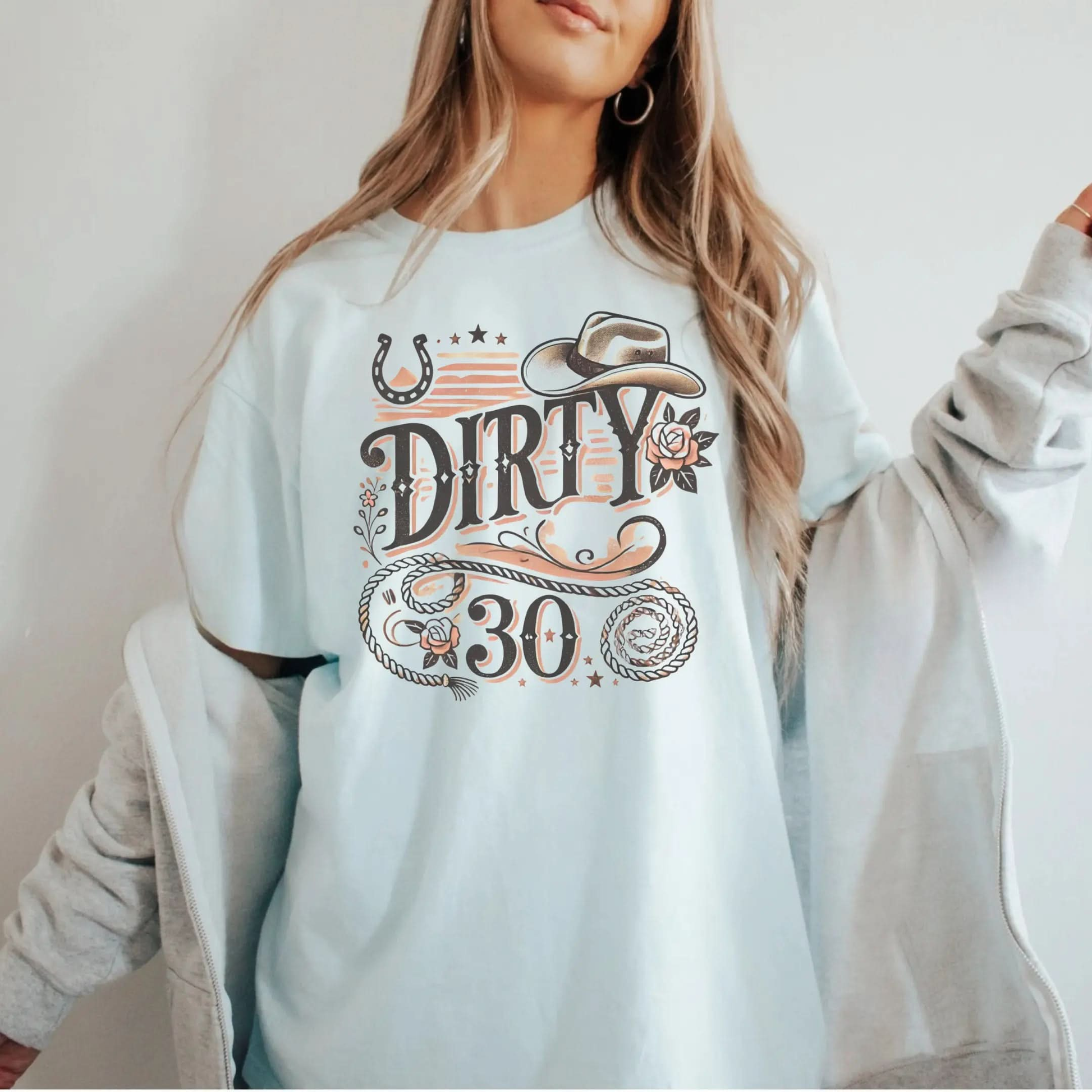 Dirty 30 Unisex Garment-Dyed T-Shirt - Fun Birthday Celebration Tee Printify