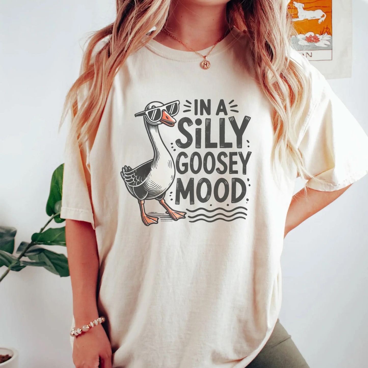 Silly Goose Mood T-Shirt - Unisex Garment-Dyed Tee Printify