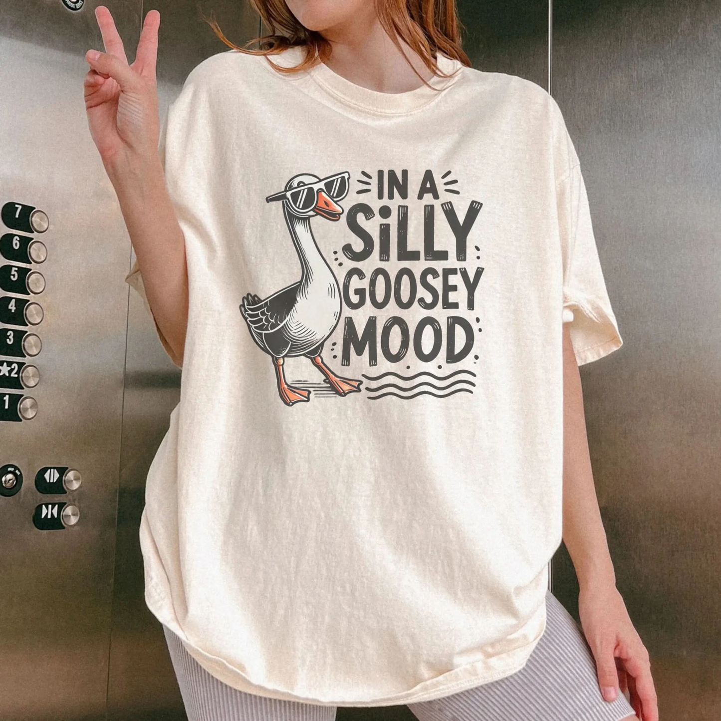 Silly Goose Mood T-Shirt - Unisex Garment-Dyed Tee Printify