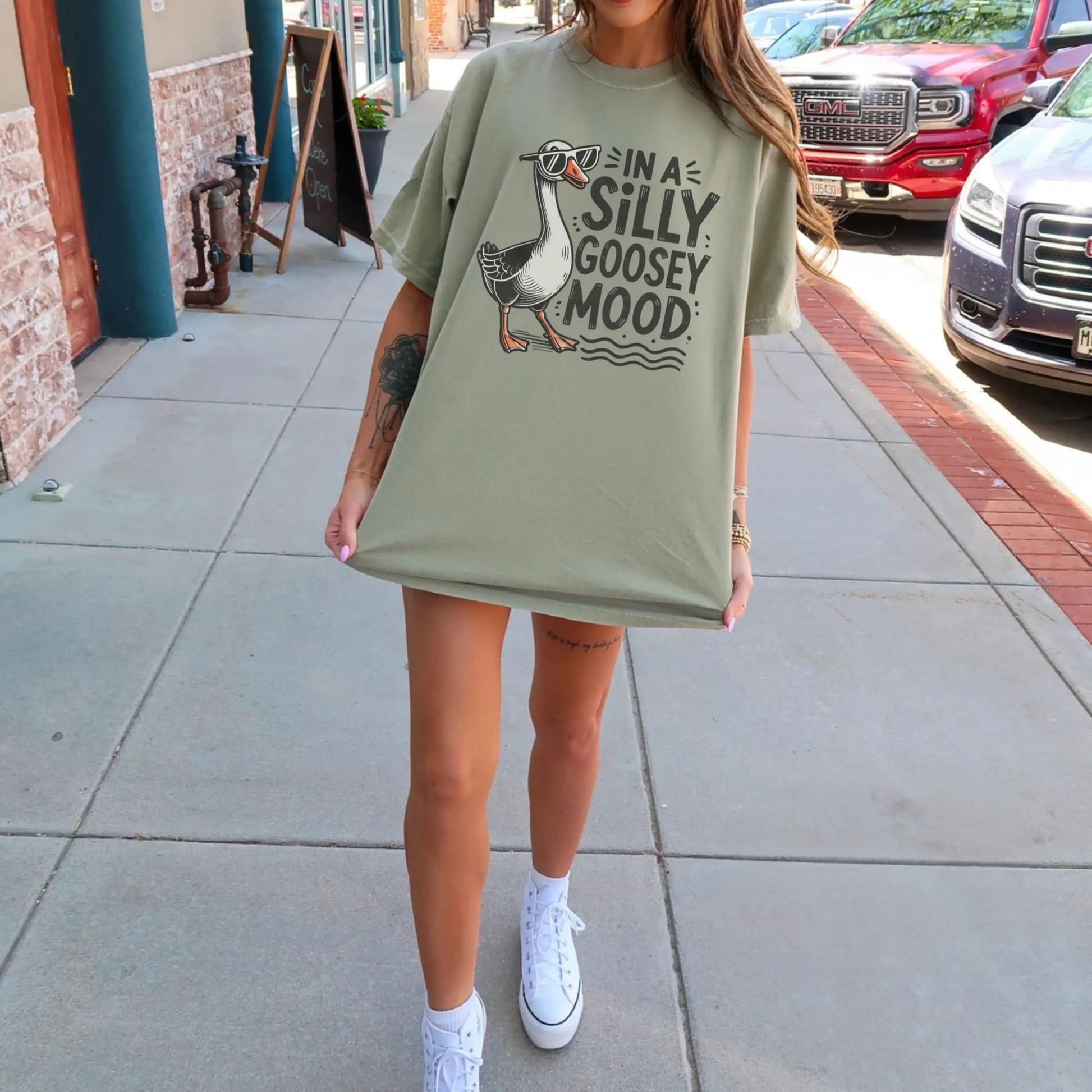 Silly Goose Mood T-Shirt - Unisex Garment-Dyed Tee Printify