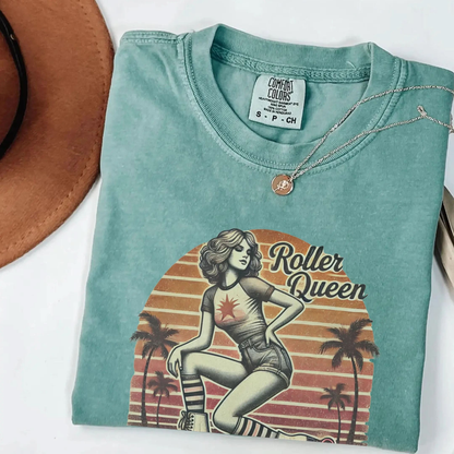 Roller Skating Girl Shirt- Retro Roller Queen Vintage T-Shirt Botanica Print Haus