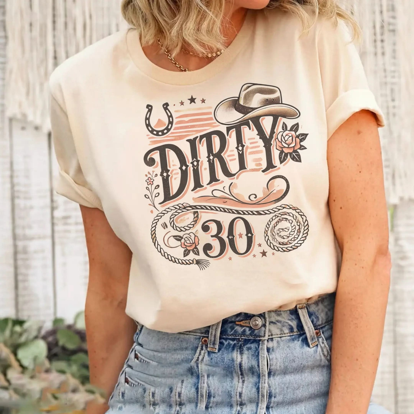 Dirty 30 Unisex Garment-Dyed T-Shirt - Fun Birthday Celebration Tee Printify