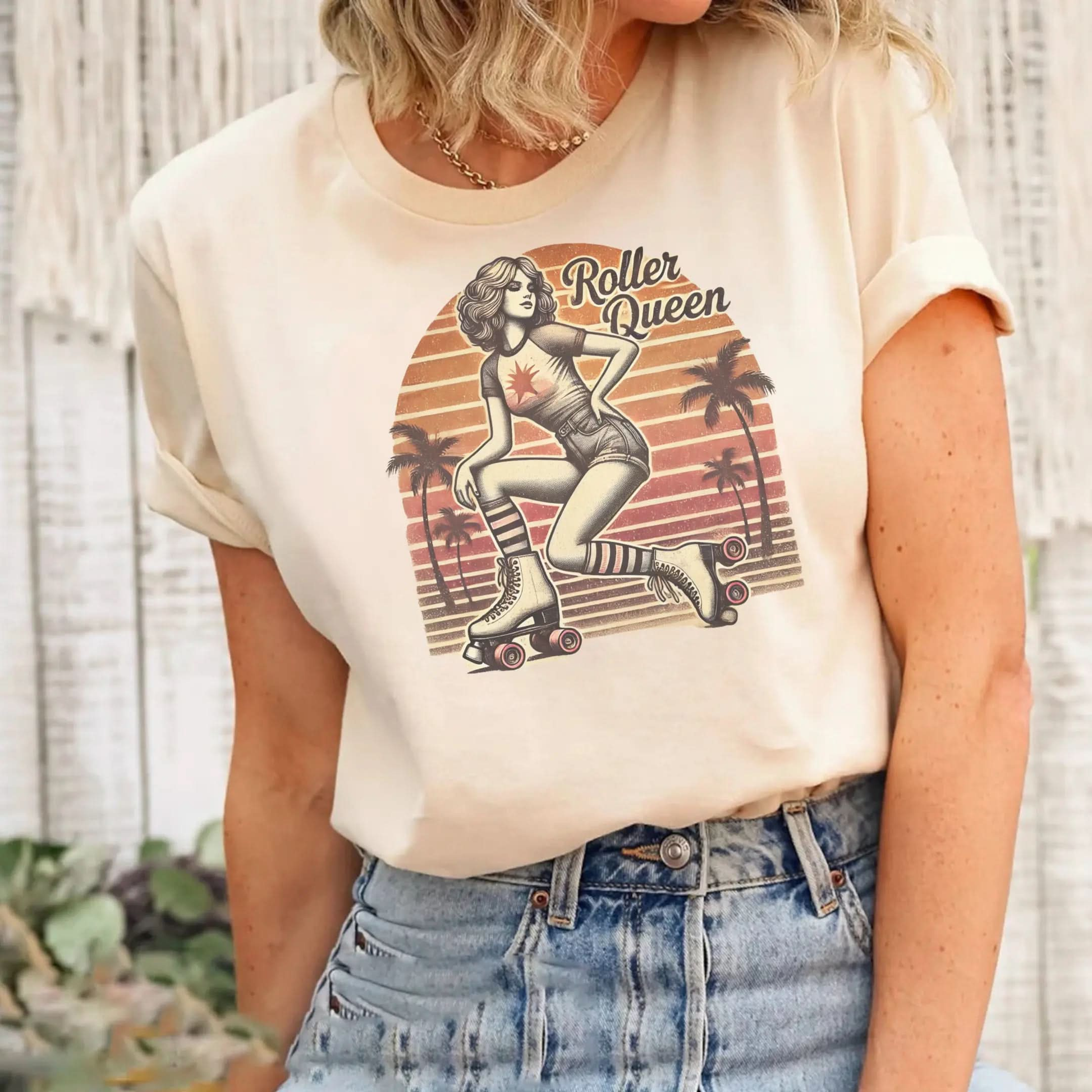 Roller Skating Girl Shirt- Retro Roller Queen Vintage T-Shirt Botanica Print Haus