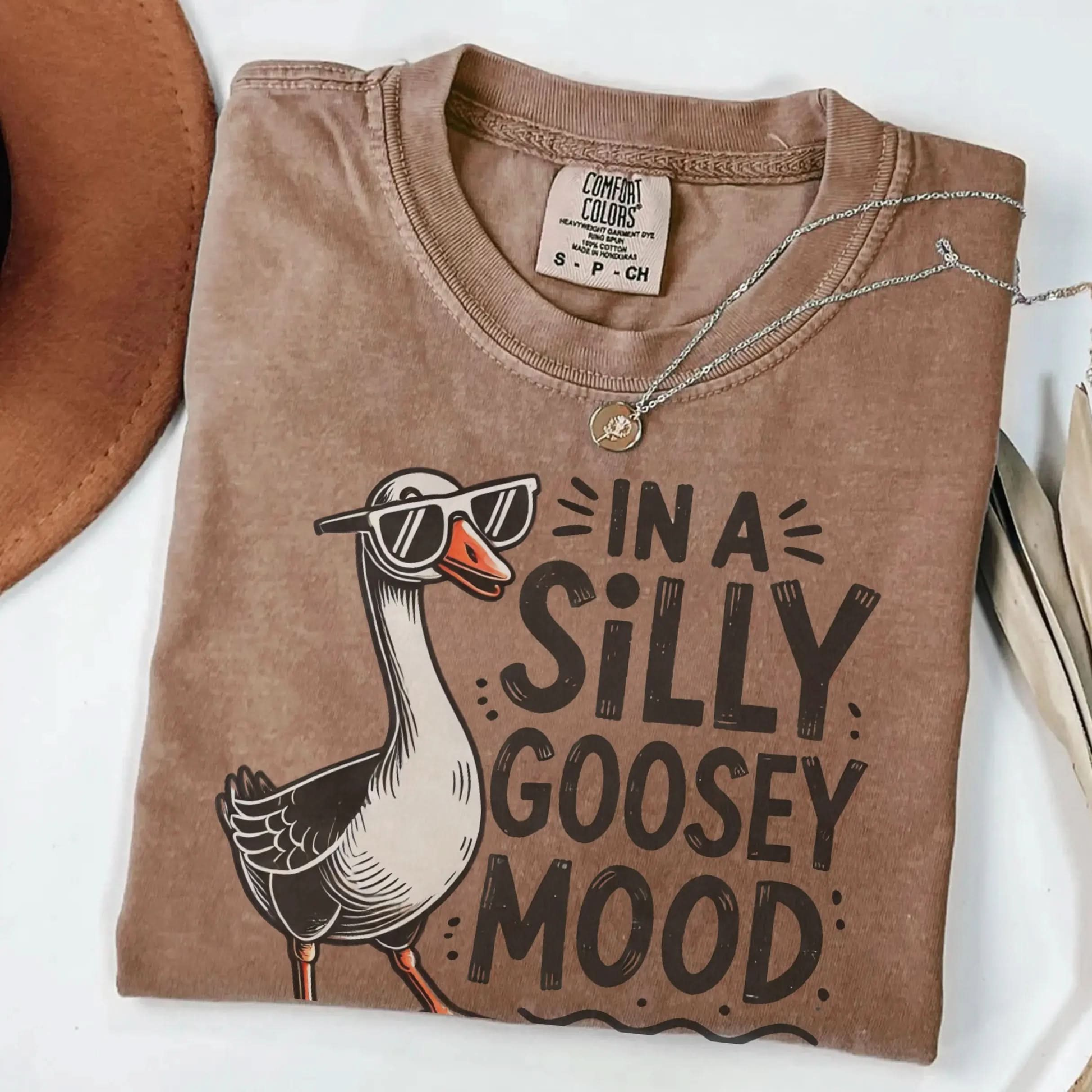 Silly Goose Mood T-Shirt - Unisex Garment-Dyed Tee Printify