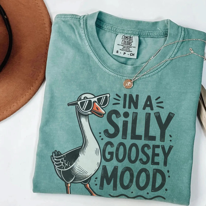 Silly Goose Mood T-Shirt - Unisex Garment-Dyed Tee Printify