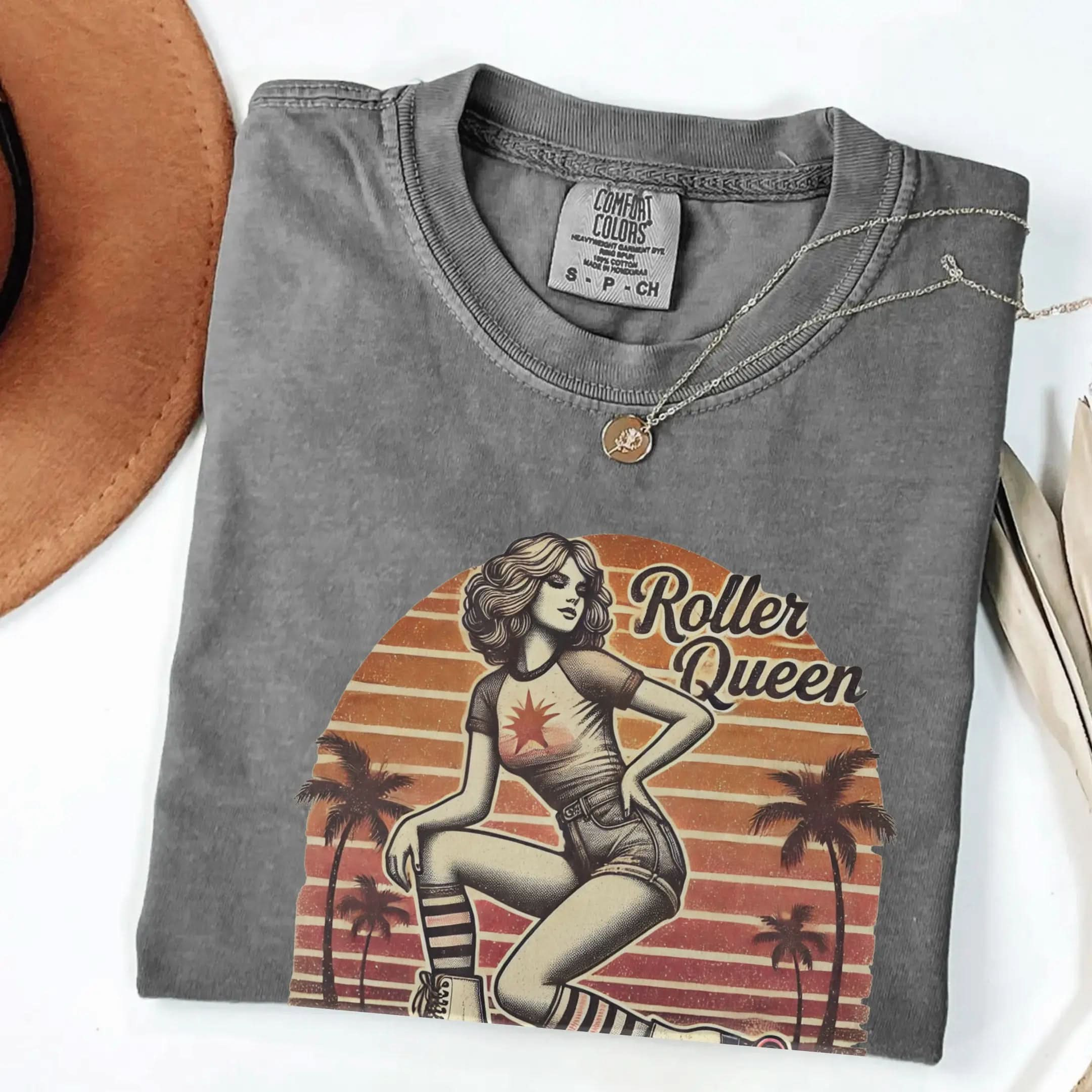 Roller Skating Girl Shirt- Retro Roller Queen Vintage T-Shirt Botanica Print Haus