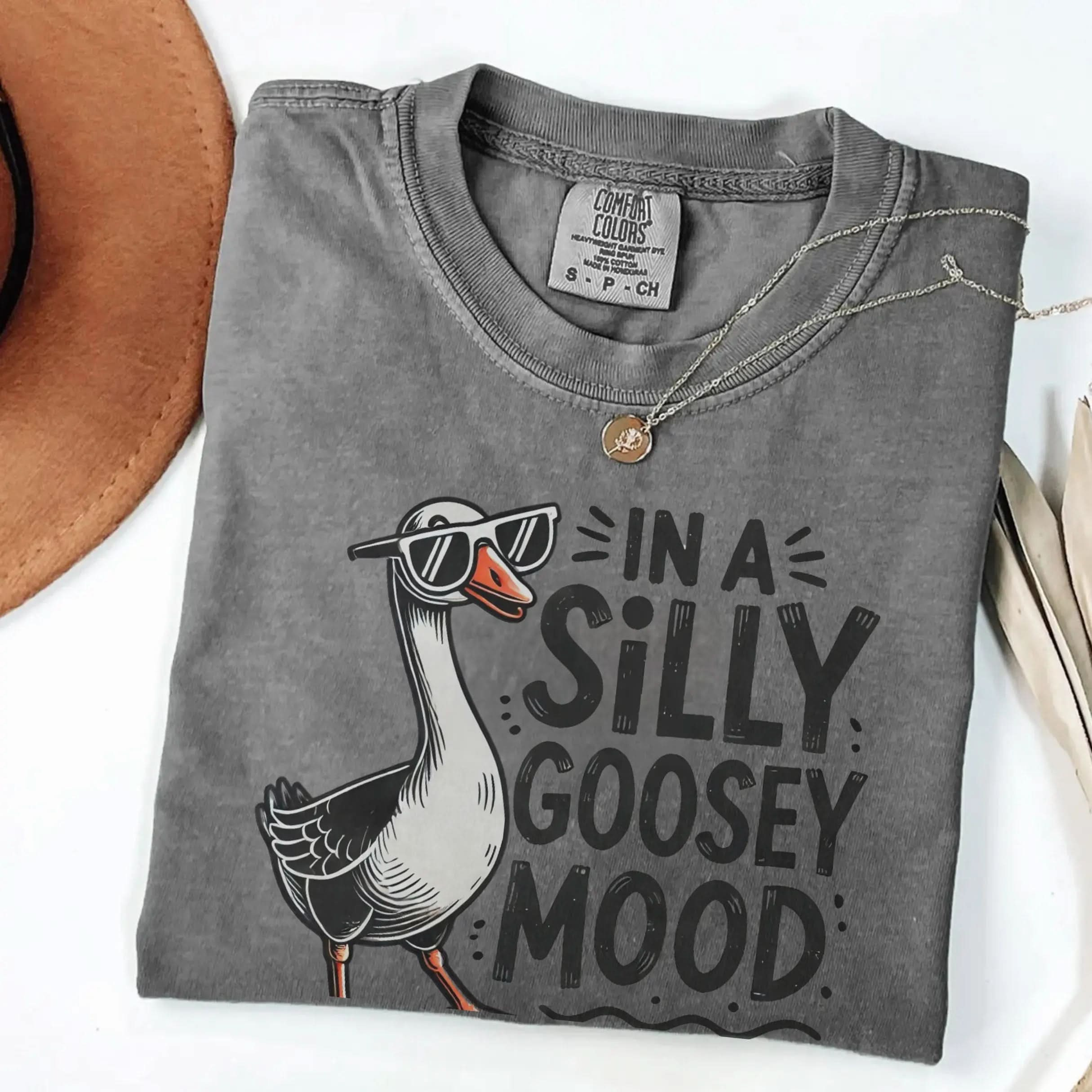 Silly Goose Mood T-Shirt - Unisex Garment-Dyed Tee Printify