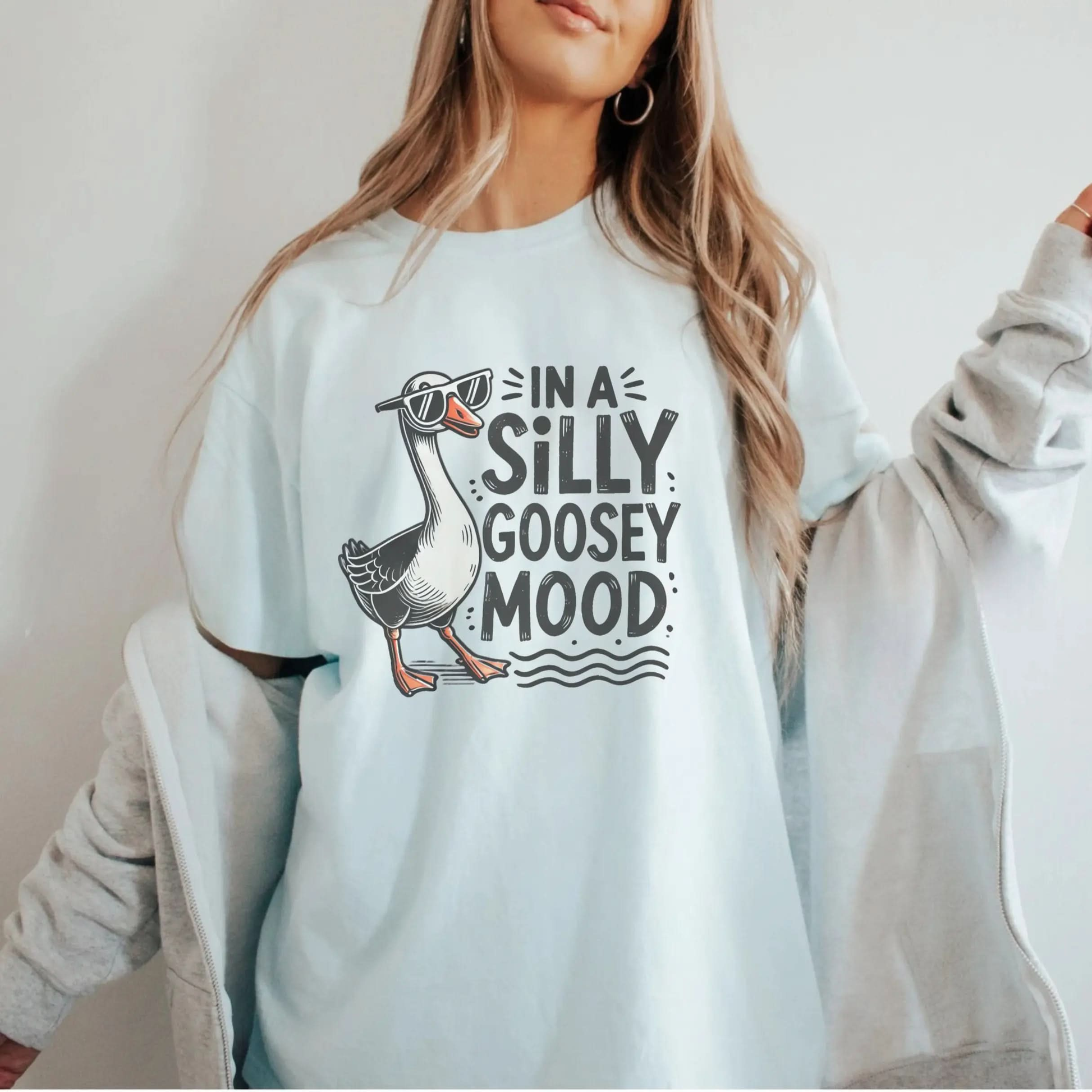 Silly Goose Mood T-Shirt - Unisex Garment-Dyed Tee Printify