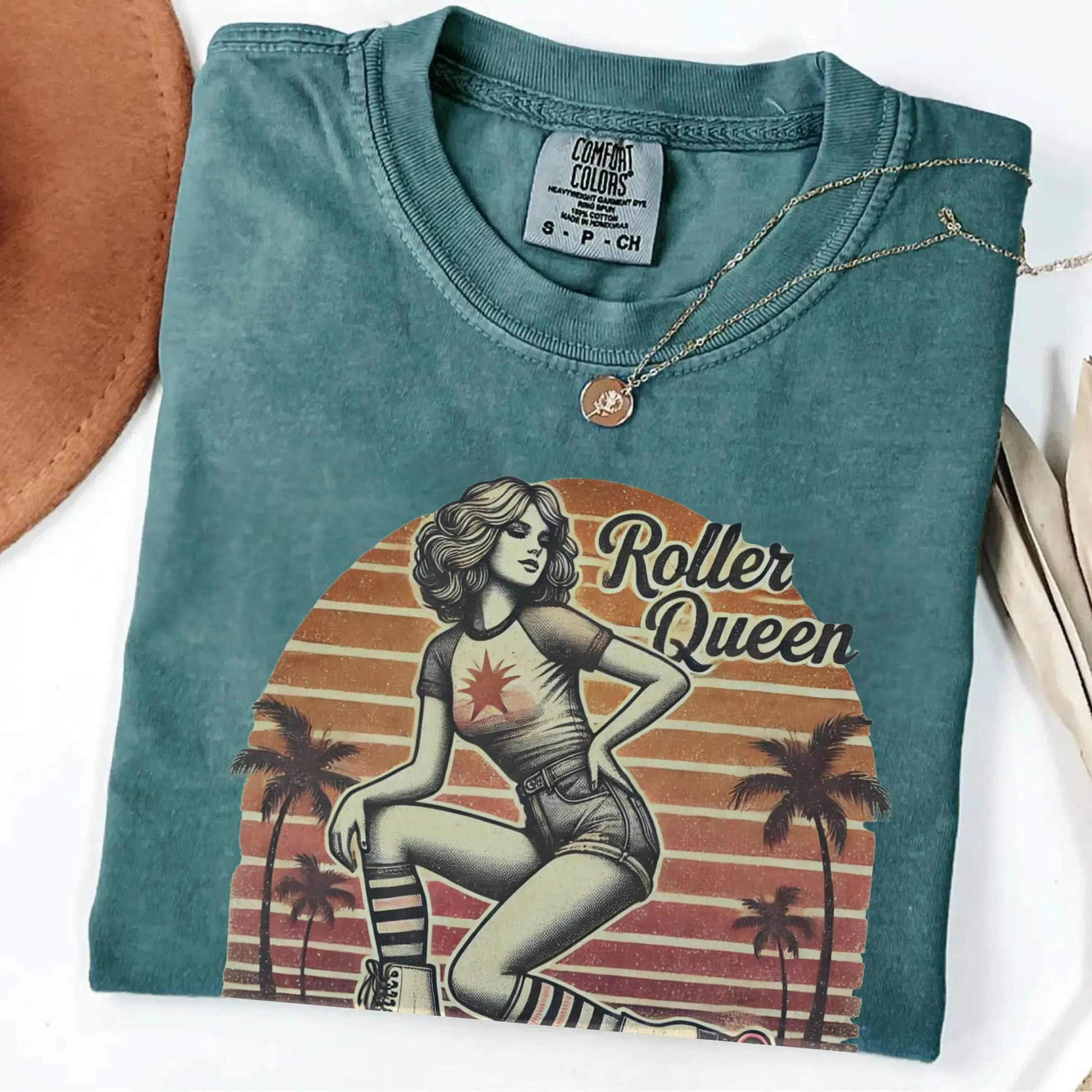 Roller Skating Girl Shirt- Retro Roller Queen Vintage T-Shirt Botanica Print Haus