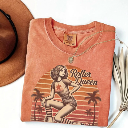 Roller Skating Girl Shirt- Retro Roller Queen Vintage T-Shirt Botanica Print Haus