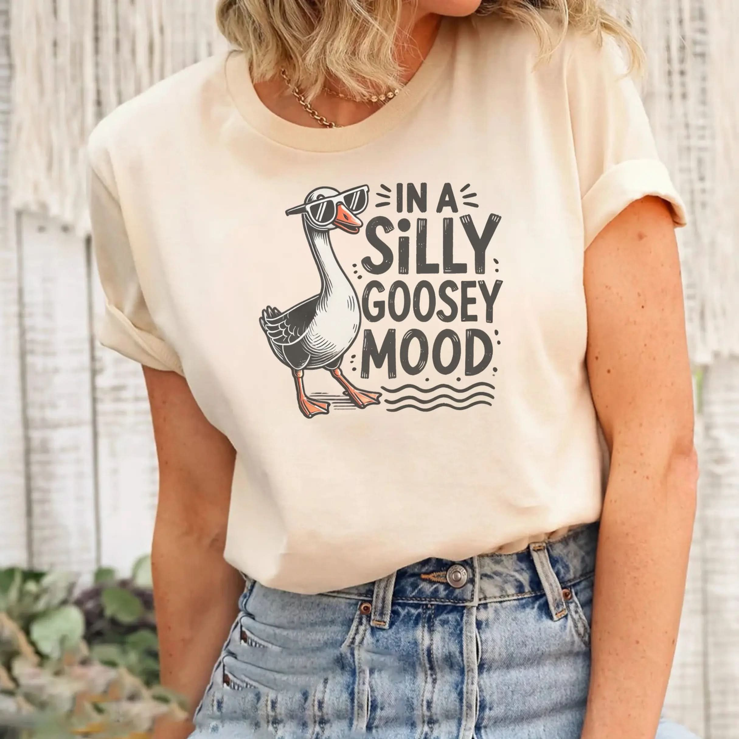 Silly Goose Mood T-Shirt - Unisex Garment-Dyed Tee Printify