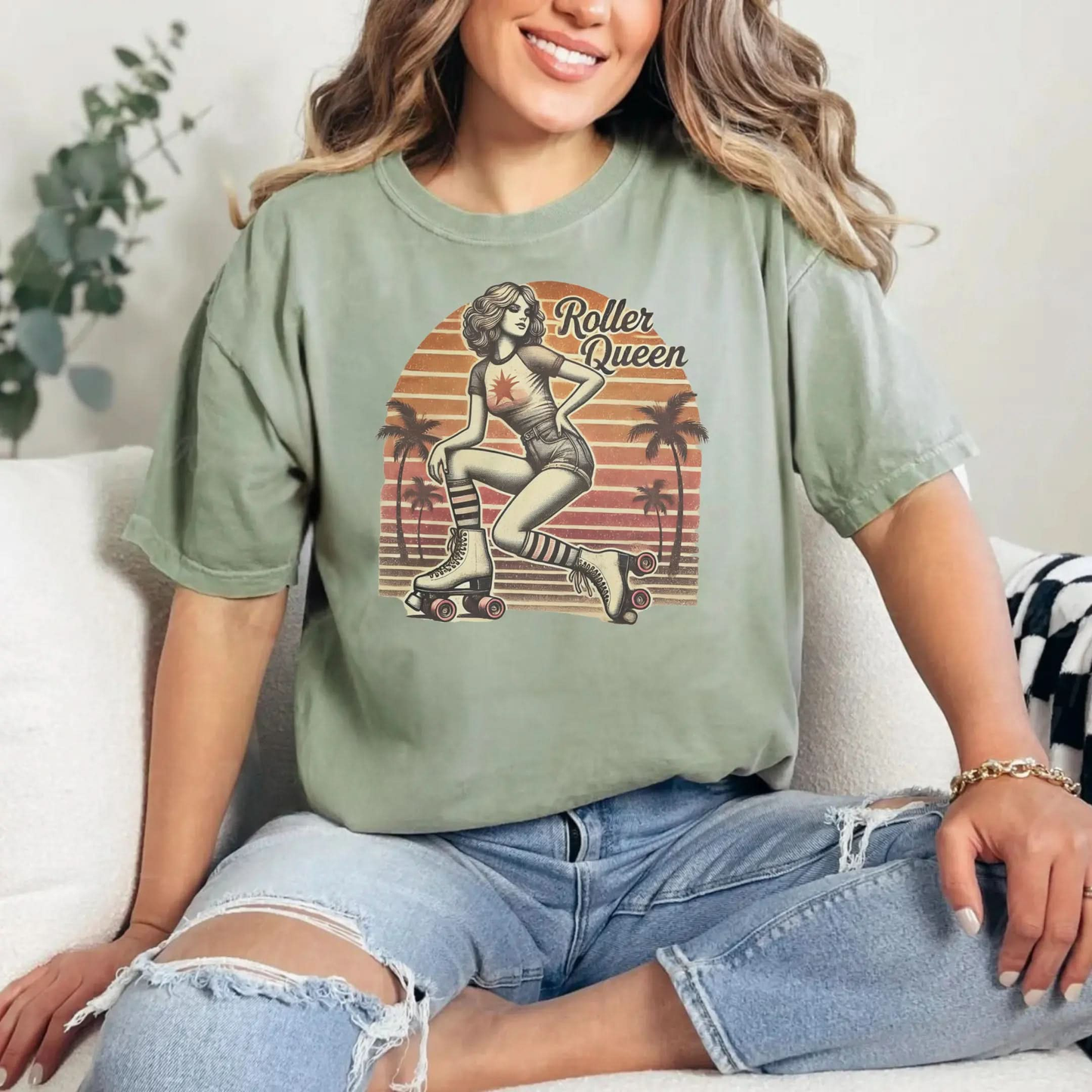 Roller Skating Girl Shirt- Retro Roller Queen Vintage T-Shirt Botanica Print Haus