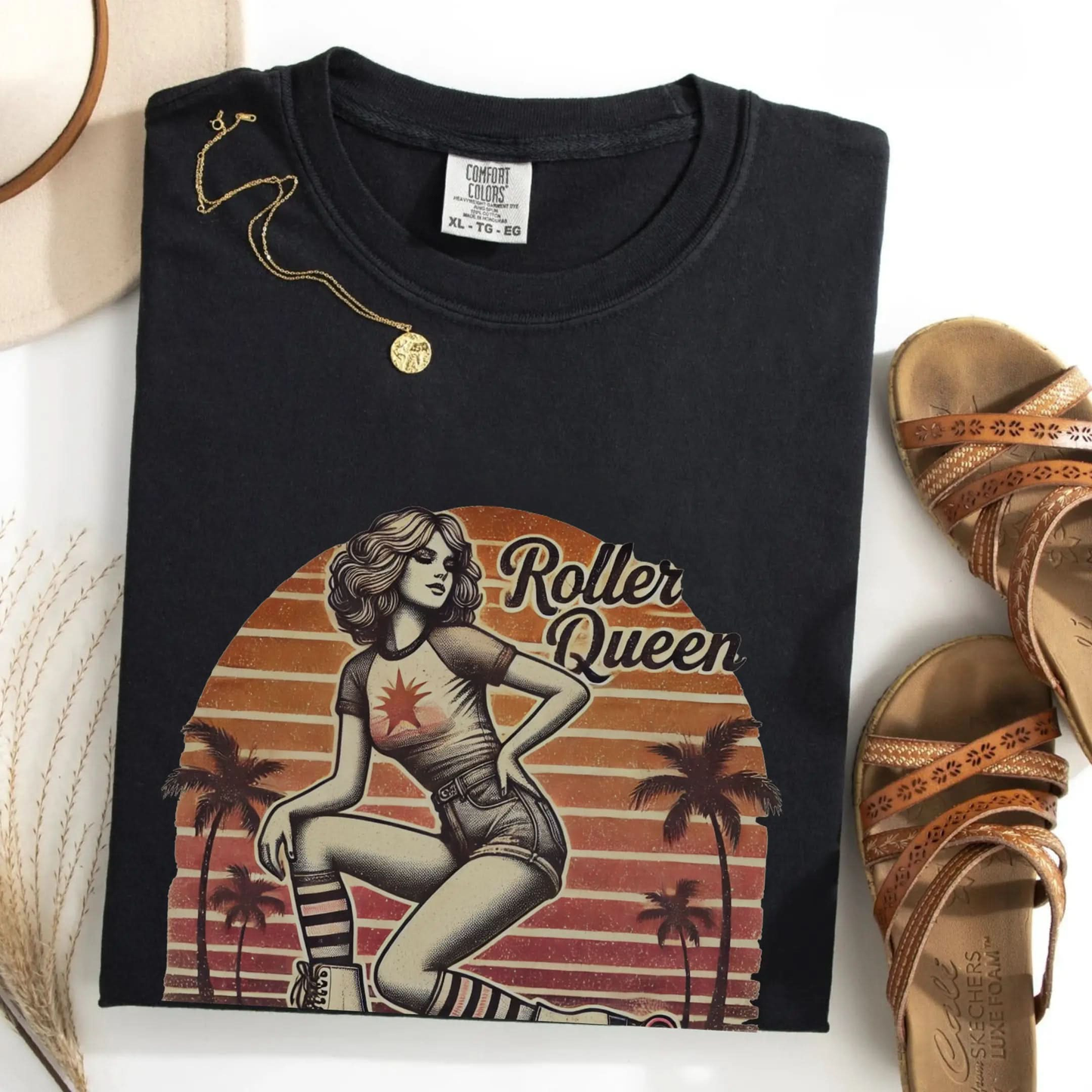 Roller Skating Girl Shirt- Retro Roller Queen Vintage T-Shirt Botanica Print Haus