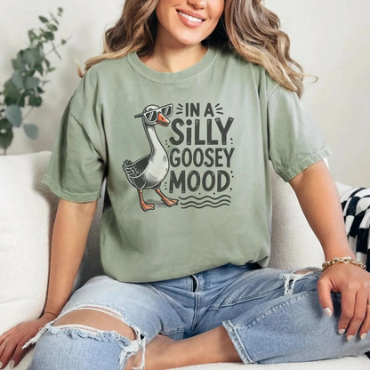 Silly Goose Mood T-Shirt - Unisex Garment-Dyed Tee Printify