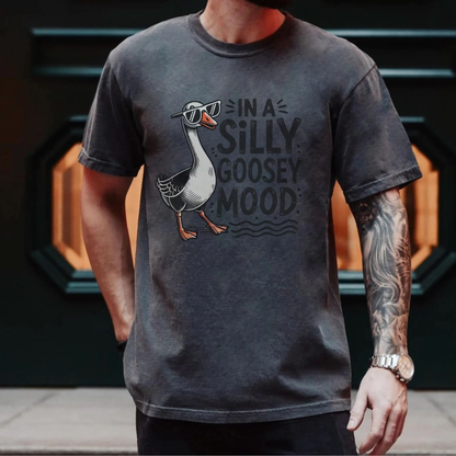 Silly Goose Mood T-Shirt - Unisex Garment-Dyed Tee Printify