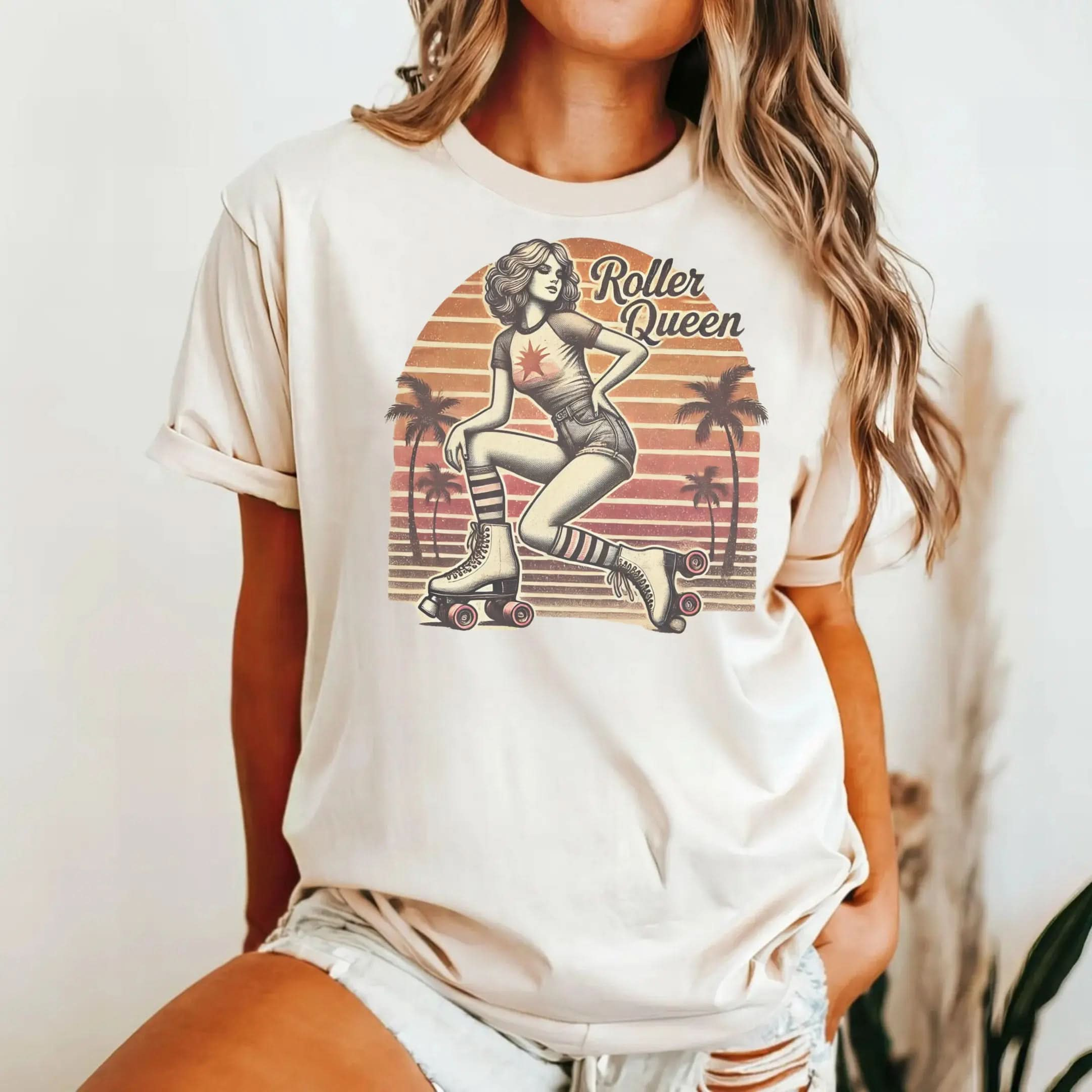 Roller Skating Girl Shirt- Retro Roller Queen Vintage T-Shirt Botanica Print Haus