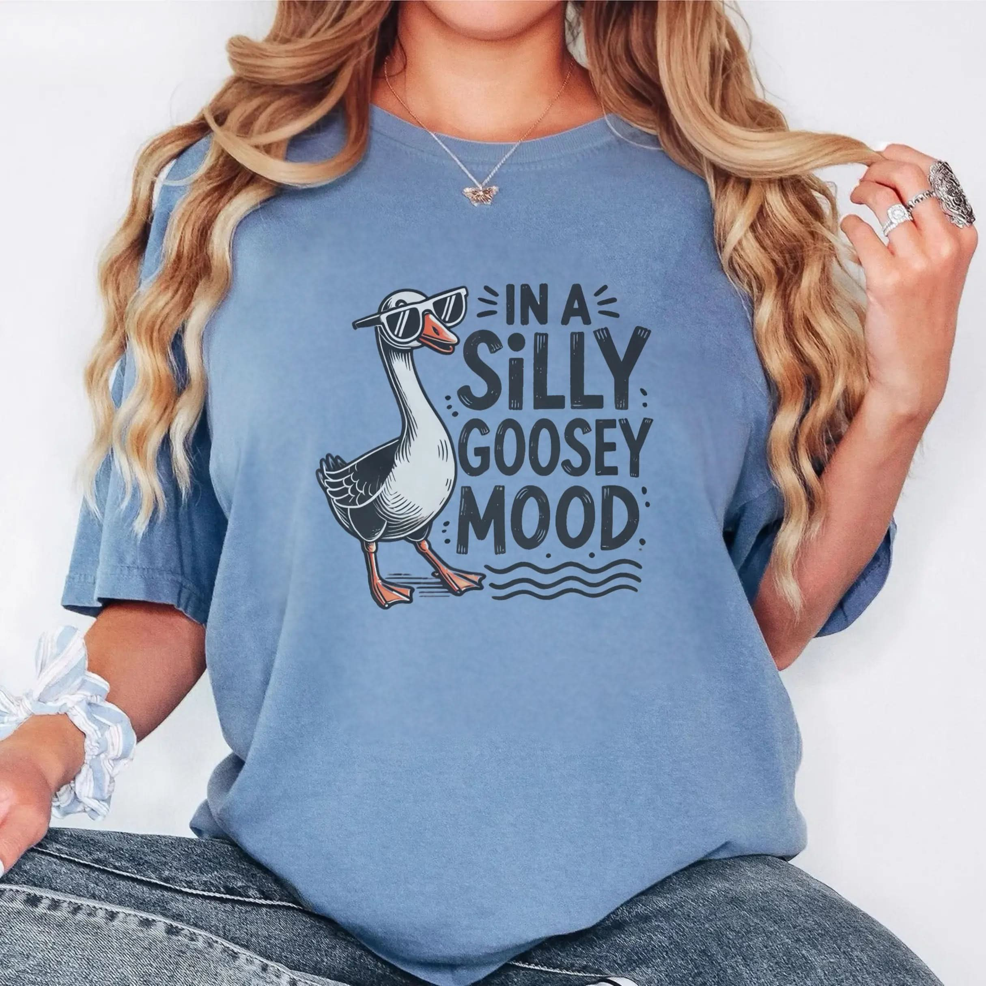 Silly Goose Mood T-Shirt - Unisex Garment-Dyed Tee Printify