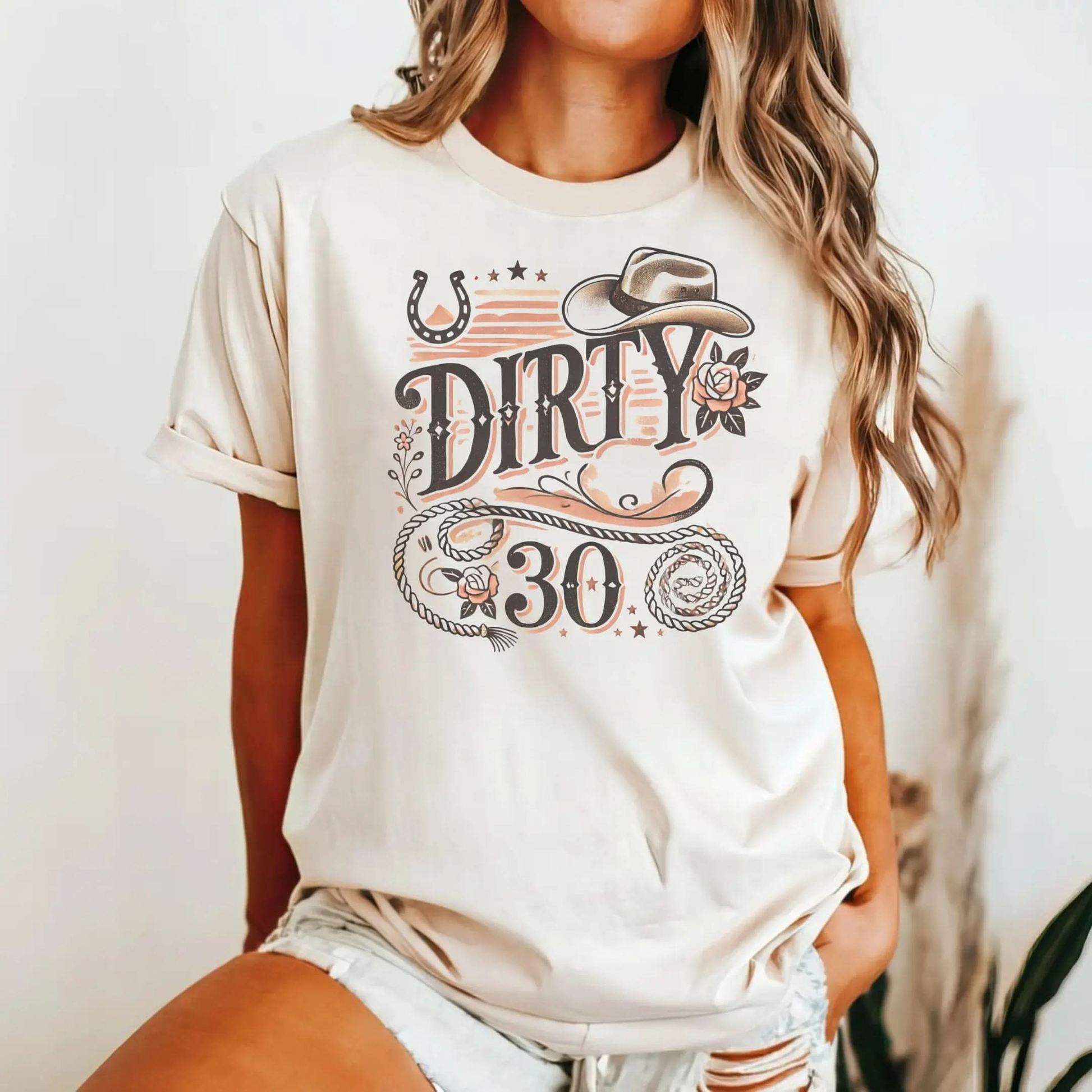 Dirty 30 Unisex Garment-Dyed T-Shirt - Fun Birthday Celebration Tee Printify