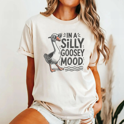 Silly Goose Mood T-Shirt - Unisex Garment-Dyed Tee Printify