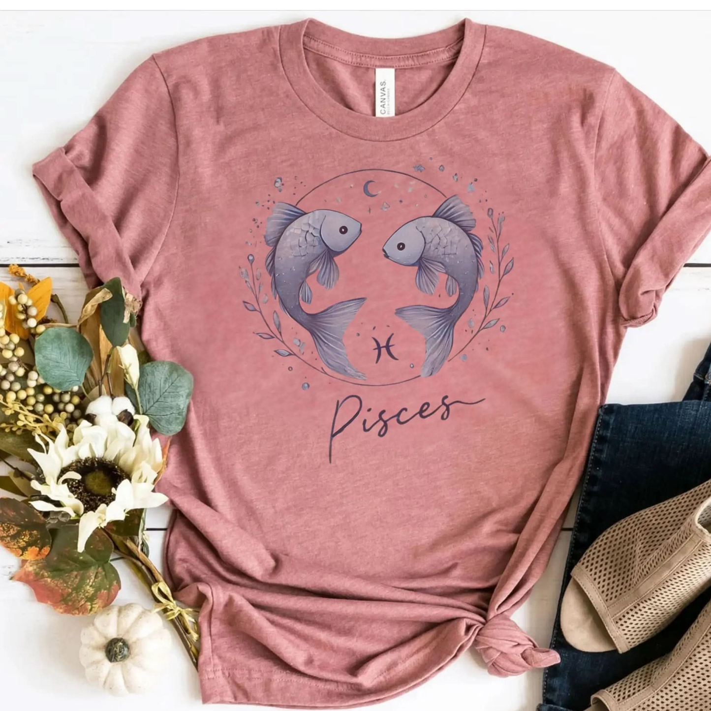 Astrology Tee for Pisces Botanica Print Haus