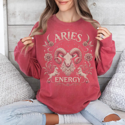 Aries Energy Sweatshirt - Unisex Aries Sweater | Astrology Zodiac Gift Printify